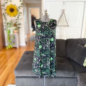 NWT St. Patrick’s day green black and white script lucky shamrock dress
